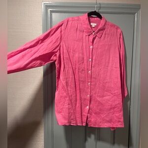 Vintage hot pink 100% linen J. Jill button shirt